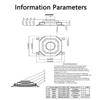 Mikrotaster TACT aus/(ein) 5,2 x 5,2mm Tastenhöhe 2,5mm SMT