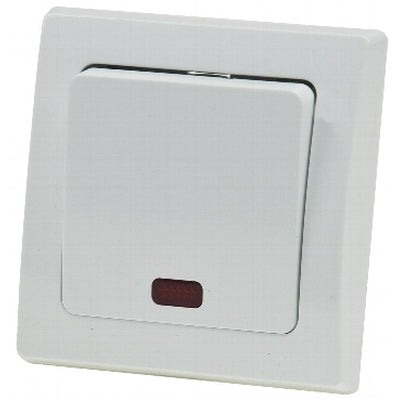 DELPHI Kontroll-Schalter mit Lämpchen 250V~/ 10A, inkl. Rahmen, UP, weiß