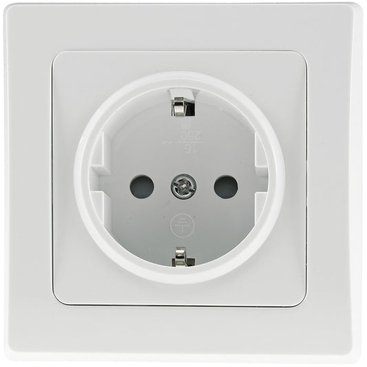 DELPHI Schutzkontakt-Steckdose 250V~/ 16A, inkl. Rahmen, UP, weiß