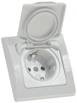 DELPHI Schutzkontakt-Steckdose IP44 250VAV 16A inkl. Rahmen UP weiß