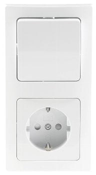 DELPHI Steckdosen / Schalter Combi inkl. Rahmen 250VAC 16A Steckanschluss weiß