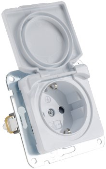 DELPHI Schutzkontakt-Steckdose IP40 250VAC 16A, mit Deckel UP weiß