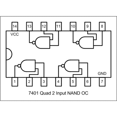 7401 4 NAND-Gatter mit je 2-Eingängen und Open-Kollektor Ausgängen