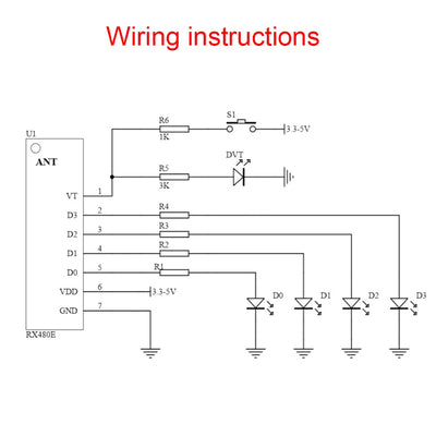 433MHz 4 Kanal Empfänger 3,3-5VDC