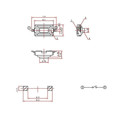 Mikrotaster TACT aus/(ein) 6,1 x 3,5mm Tastenhöhe 2,5mm SMT
