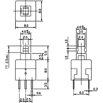 Mikroschalter TACT 2 x ein/ein 8 x 8mm
